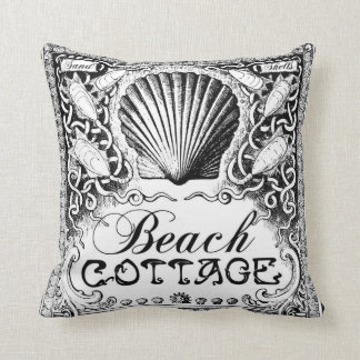 Cojín Decorativo la cabaña de la playa con el mar descasca el