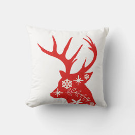 Cojín Decorativo La cabeza de Pillow Stag, Navidades rojos y blanco