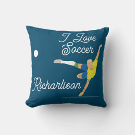 Cojín Decorativo La cabeza gorda del fútbol patea la camiseta de Br