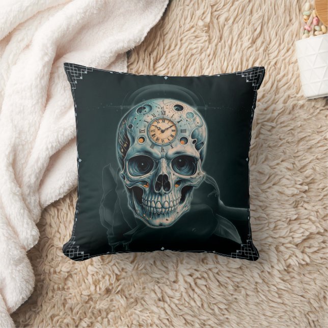 Cojín Decorativo La Calavera del Tiempo: números romanos (Manta)