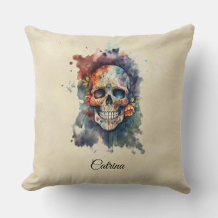 Cojín Decorativo La Calavera Hermosa, personalizada