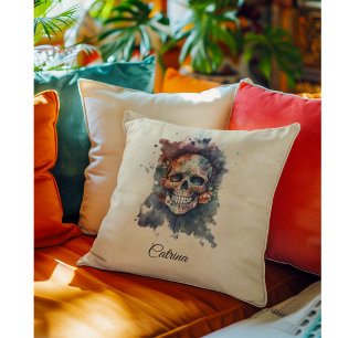Cojín Decorativo La Calavera Hermosa, personalizado