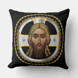 Cojín Decorativo La Cara Del Icono Negro Ortodoxo De Cristo