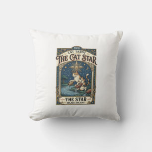 Cojín Decorativo La carta de tarot de gato Star Cat Major Arcana Vi