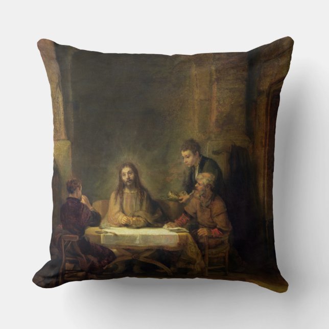 Cojín Decorativo La cena en Emmaus, 1648 (aceite en el panel) (Anverso)