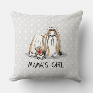 Cojín Decorativo La Chica de mamá Shih Tzu (tan blanca como la blan