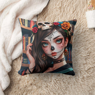 Cojín Decorativo La Chica del cráneo Kawaii Anime 01