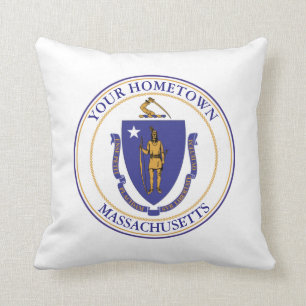 Cojín Decorativo La ciudad natal de Massachusetts personaliza