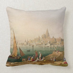 Cojín Decorativo La ciudad y los templos sagrados de Dwarka, del