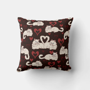 Cojín Decorativo La cola del amor de los gatos con el corazón y las