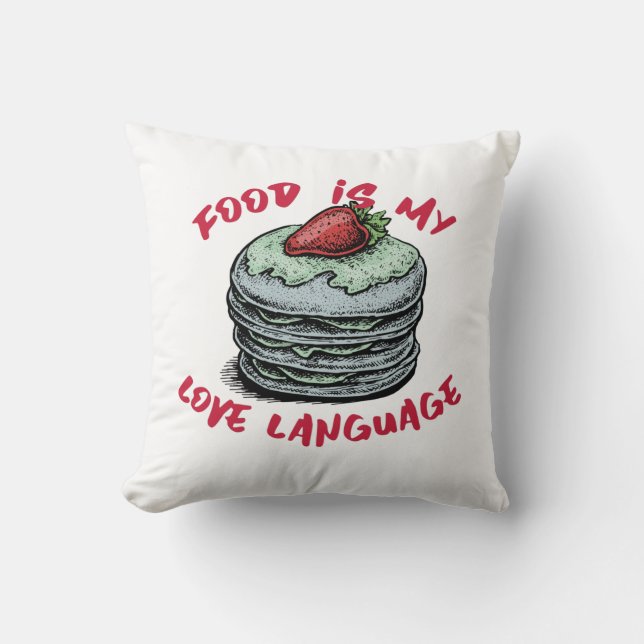 Cojín Decorativo La comida es mi idioma de amor (Anverso)