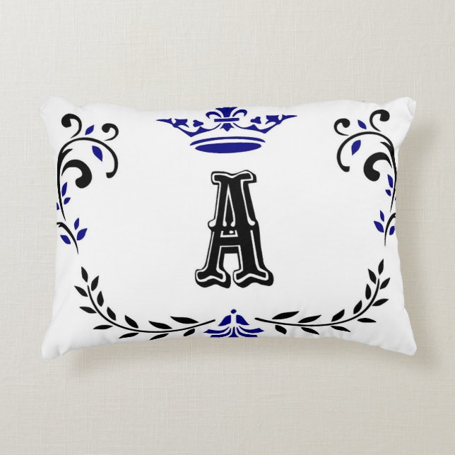 Cojín Decorativo La Corona Usó Un Monograma (Anverso)
