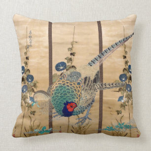 Cojín Decorativo La correhuela de los pájaros del faisán florece 