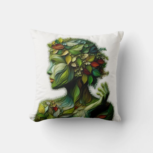 Cojín Decorativo La Dama Verde - Fondo Blanco (Anverso)