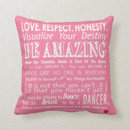 Cojín Decorativo La danza inspiradora de Carrie cita rosa de la