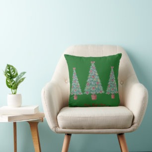 Cojín Decorativo La decoración del árbol de navidad con rojo arquea