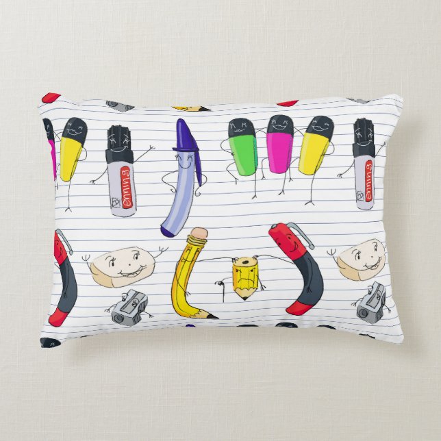 Cojín Decorativo La divertida escuela provee a los personajes. (Anverso)