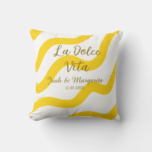 Cojín Decorativo La Dolce Vita amarillo pareja de boda Nombre fecha