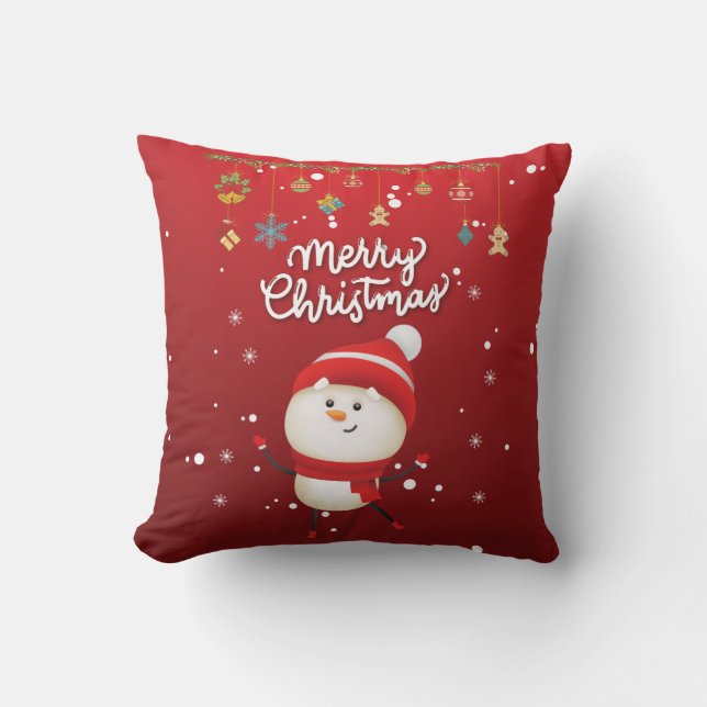 Cojín Decorativo La dulce navidad de Snowman Merry (Anverso)