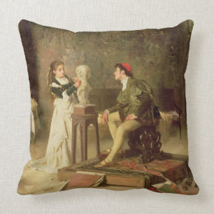 Cojín Decorativo La escultora joven (aceite en lona)