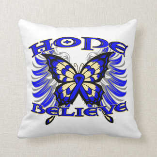 Cojín Decorativo La esperanza del cáncer de colon cree la mariposa