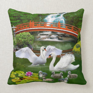 Cojín Decorativo La Familia de Cisnes