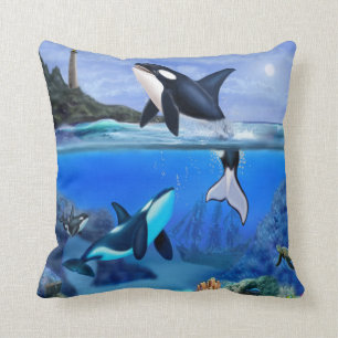 Cojín Decorativo La familia de orcas