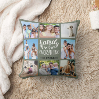 Cojín Decorativo "La familia es todo" Collage de fotos personalizad