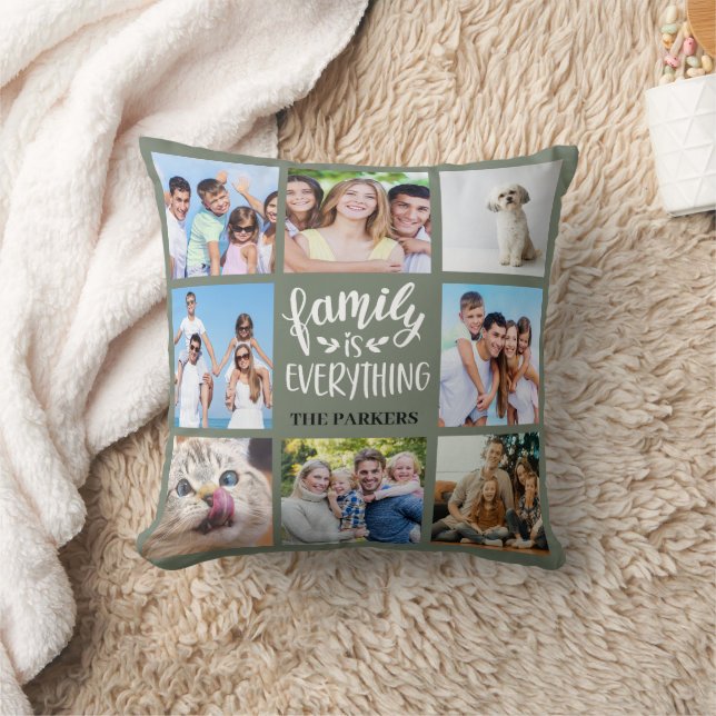 Cojín Decorativo "La familia es todo" Collage de fotos personalizad (Manta)
