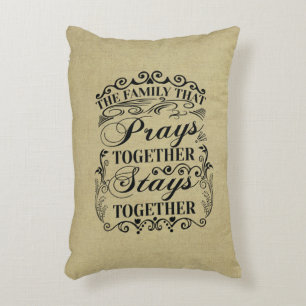 Cojín Decorativo La familia reza juntos y sigue juntos diciendo la 