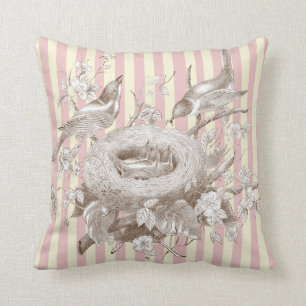 Cojín Decorativo La Famille menudo en rayas rosadas y poner crema