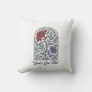 Cojín Decorativo La Fe Floral Vintage de Dios Tiene Esto