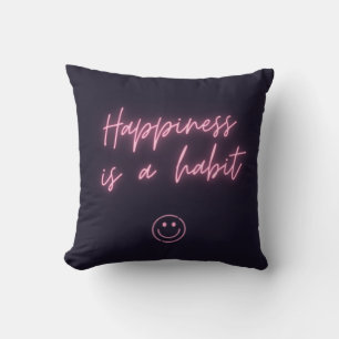 Cojín Decorativo La felicidad de neón es un arte habitual