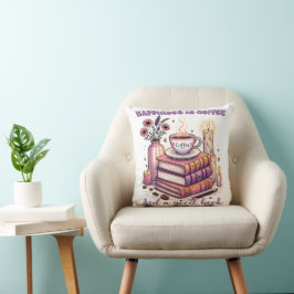 Cojín Decorativo La Felicidad Es Café Y Un Buen Libro