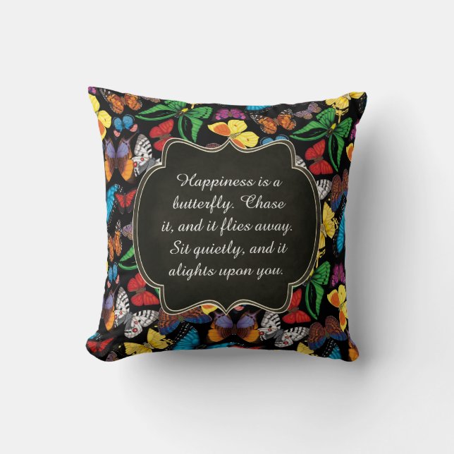 Cojín Decorativo La felicidad es una mariposa (Anverso)