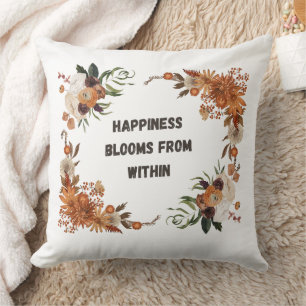 Cojín Decorativo La felicidad florece dentro: Arte floral de positi