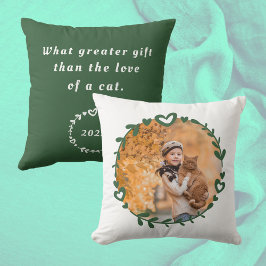 Cojín Decorativo La foto de Cat Lover y la cita verde