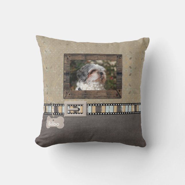 Cojín Decorativo La foto gris del mascota de Brown rayó la (Anverso)