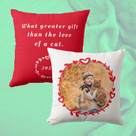 Cojín Decorativo La foto y cita de Cat Lover en rojo