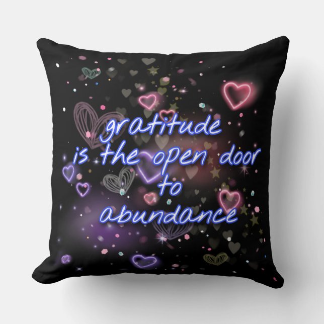 Cojín Decorativo la gratitud está abierta a la abundancia (Anverso)