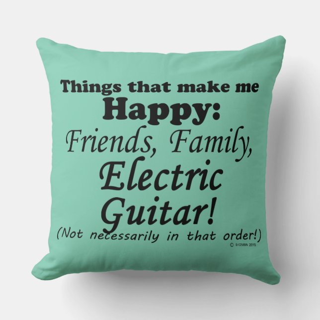 Cojín Decorativo La guitarra eléctrica me hace feliz (Anverso)