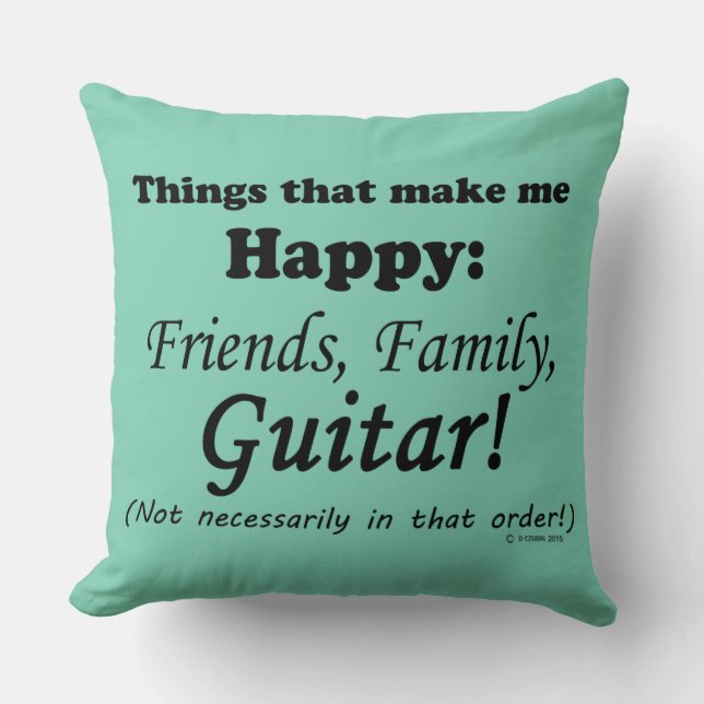 Cojín Decorativo La guitarra me hace feliz (Anverso)