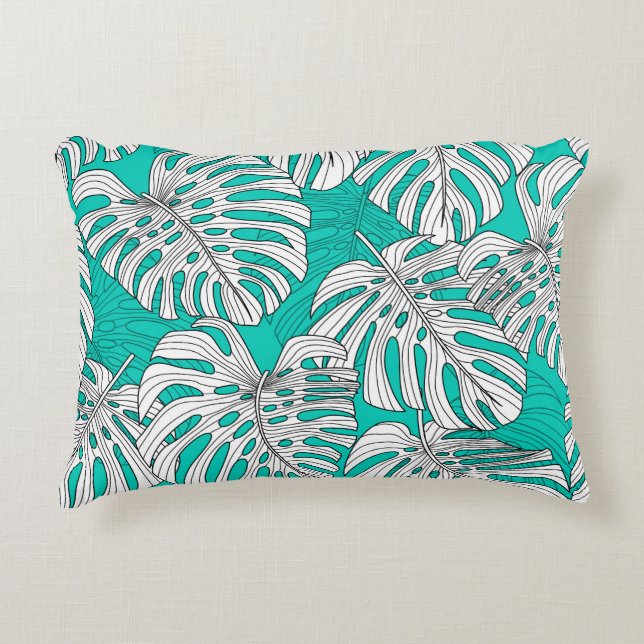 Cojín Decorativo La jungla deja sin foco tropical floral (Anverso)