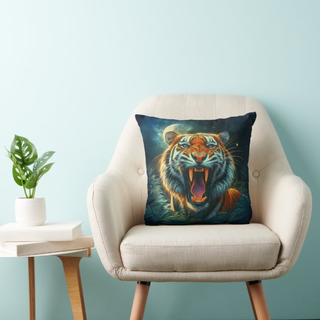 Cojín Decorativo La jungla iluminada por la luna del tigre (Silla)