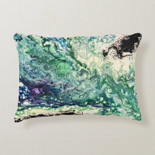 Cojín Decorativo La Laguna pintura azul blanco verde azulado