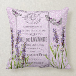 Cojín Decorativo La lavanda florece el collage francés del vintage