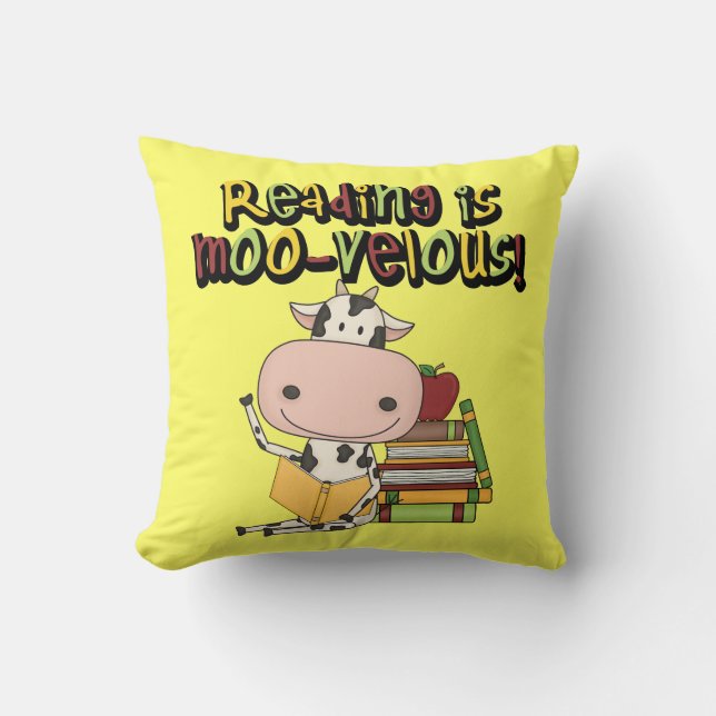 Cojín Decorativo La lectura es MOO-velous (Anverso)