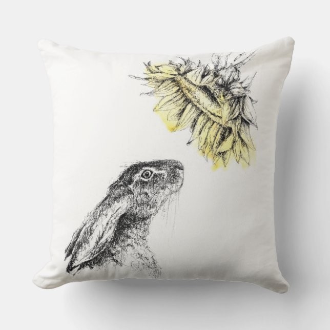 Cojín Decorativo La liebre del girasol (Anverso)