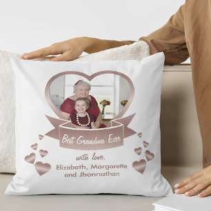 Cojín Decorativo La Mejor Abuela del Mundo Foto Personalizada Coraz