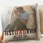 Cojín Decorativo La mejor foto del día del padre de la acuarela de<br><div class="desc">La mejor foto del Día del Padre acuarela del Día del Padre. El fondo acuarela naranja de Rubor con el mejor texto de papá es en tipografía de moda. Personalizar el texto y agrega tu foto.</div>